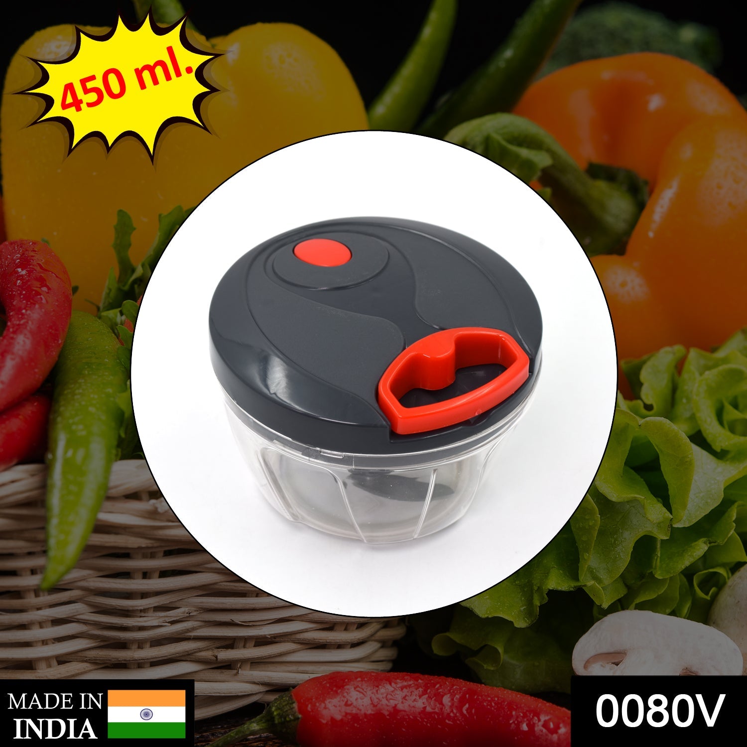 0080 V Atm Black 450 ML Chopper widely used in all types of household kitchen purposes for chopping and cutting of various kinds of fruits and vegetables etc. 0080 V Atm Black 450 ML Chopper widely used in all types of household kitchen purposes for chopping and cutting of various kinds of fruits and vegetables etc.